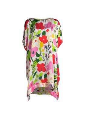 Frances Valentine Luna Mini Shift Dress Womens 1 1X XL Red Pink Poppy Floral